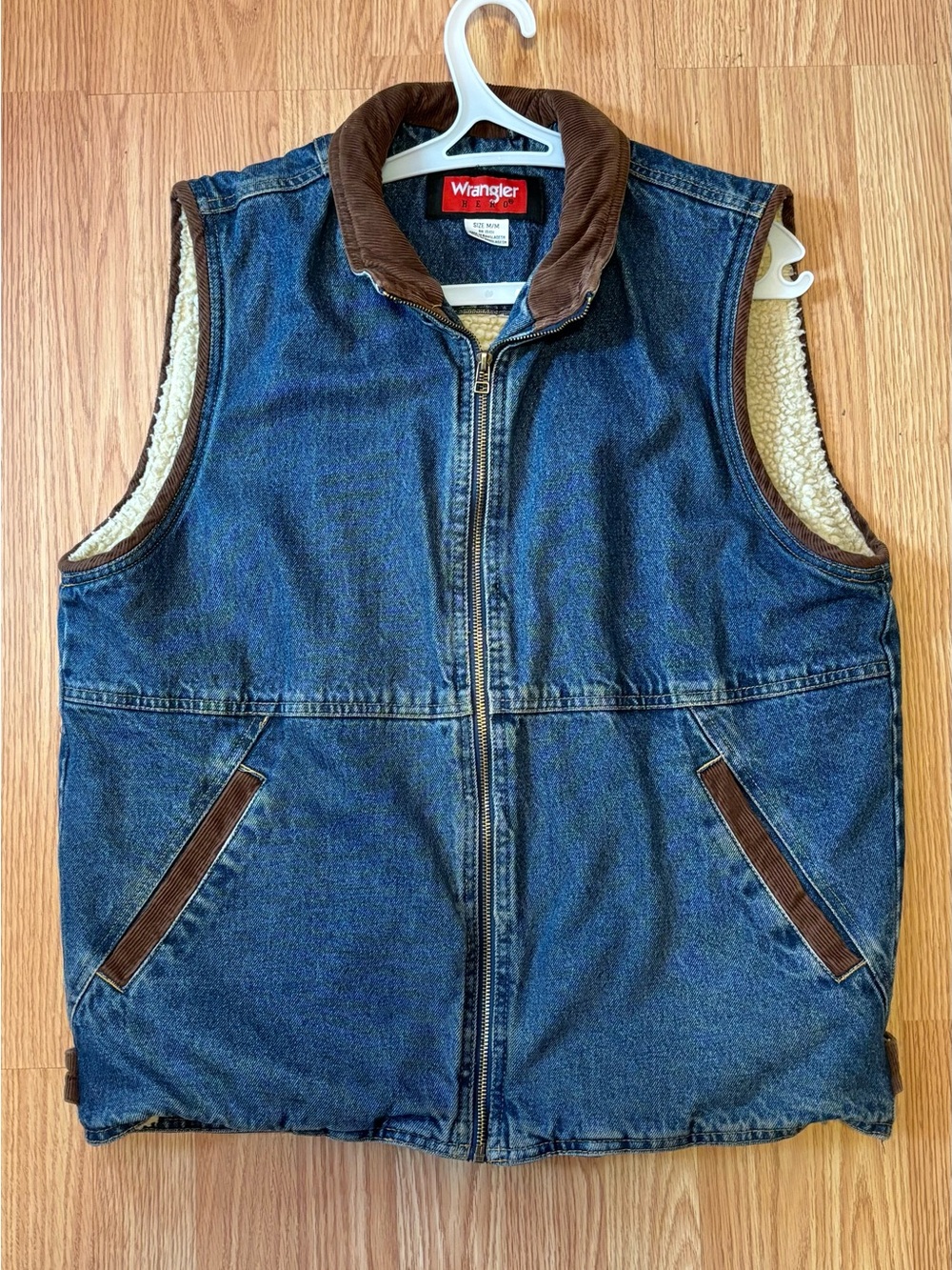 Wrangler Men's Blue Denim Corduroy Sherpa-Lined Vest